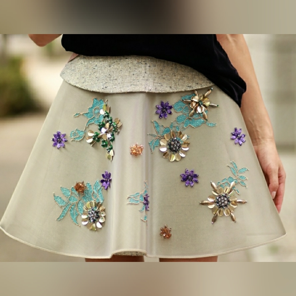 Delpozo - Convertible Couture Brocade Removable Embroidery Mini Skirt NWT - Picture 6 of 13